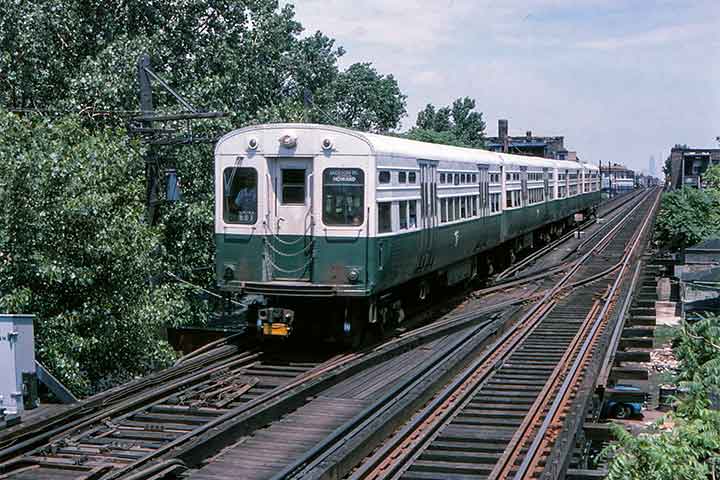 CTA 6000s, north of 61st Street. (July 6, 1975)