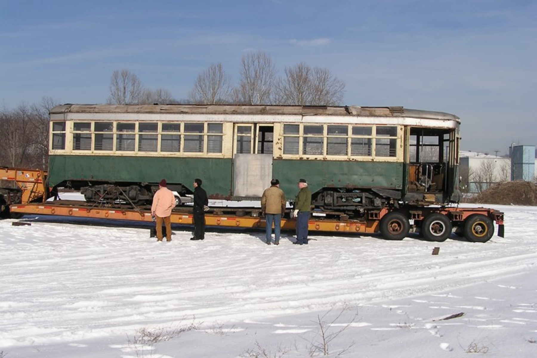 Unloading PTC 8042 at the Pennsylvania Trolley Museum