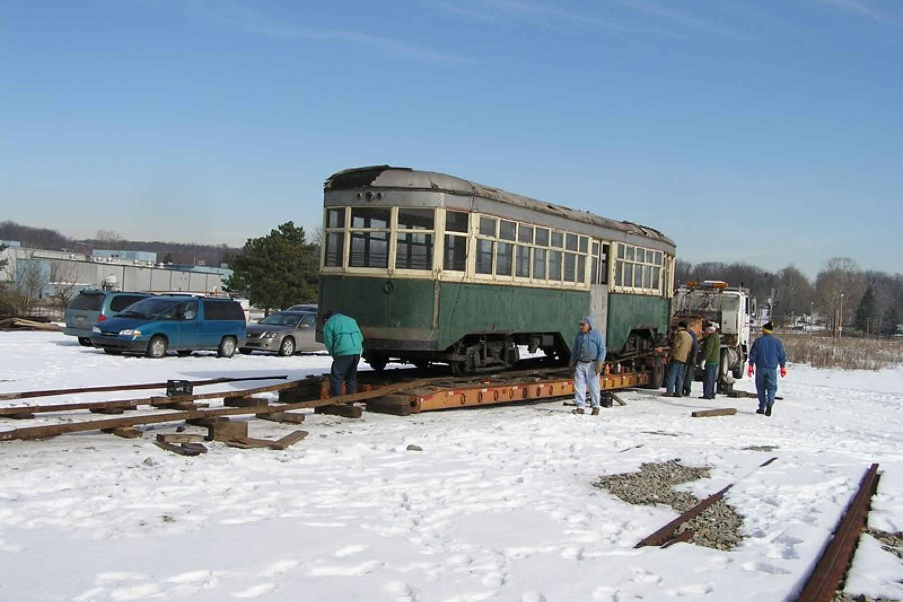 Unloading PTC 8042 at the Pennsylvania Trolley Museum