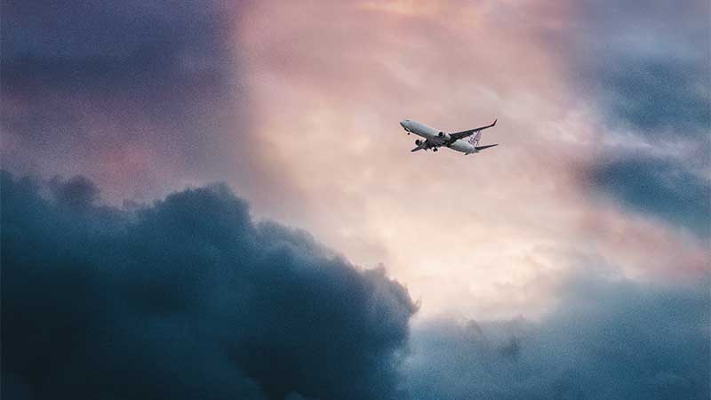 Airplane on a twilight sky